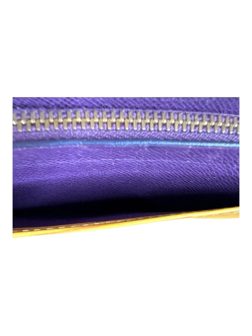 LOUIS VUITTON Epi Leather Wallet in Classic Tassil Yellow w/Purple Interior